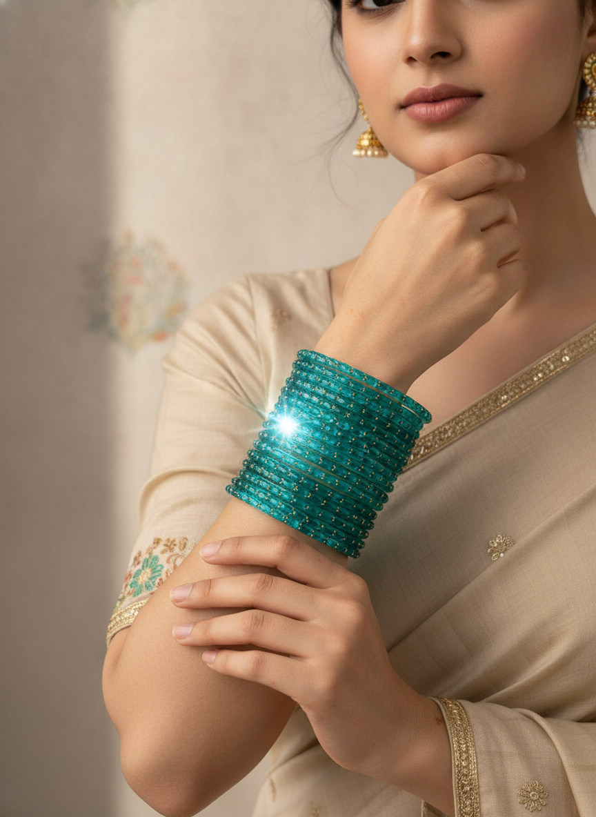 Turquoise Textured Bangles Set