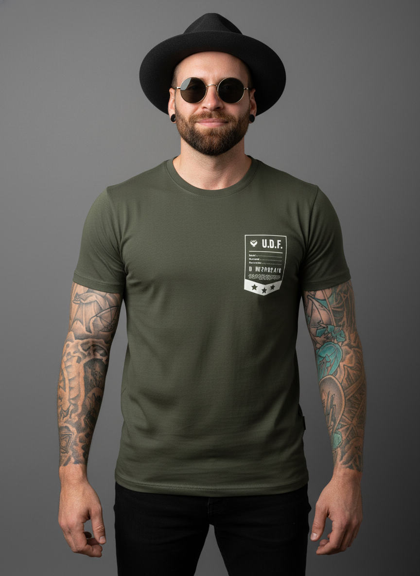 U.D.F. Minimal Chest Print T-Shirt in Berlin