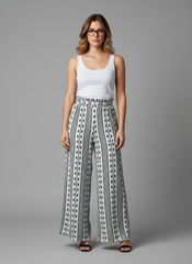 White & Black Striped Printed Palazzo Pants in Berlin