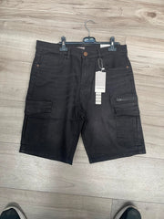 Men’s Black Cargo Denim Shorts in Berlin